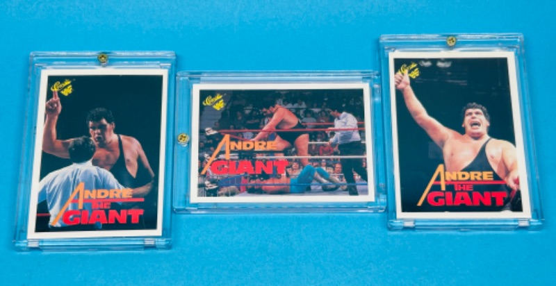 Photo 1 of 686468…  3classic  Andre the Giant WWF cards in hard plastic cases