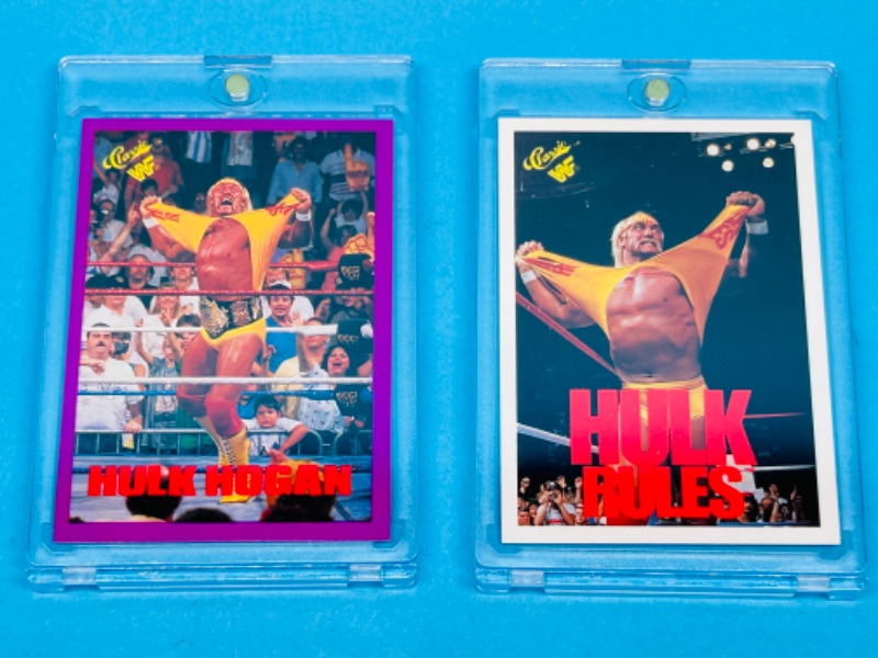 Photo 1 of 686472…2  classic Hulk Hogan WWF cards in hard plastic cases