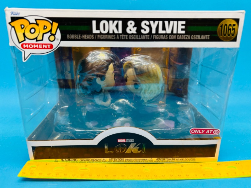 Photo 2 of 686486…xxlarge Funko pop Loki and Sylvie bobble head figures 