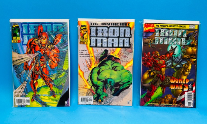 Photo 1 of 686538…3 Iron Man  comics in plastic sleeves 