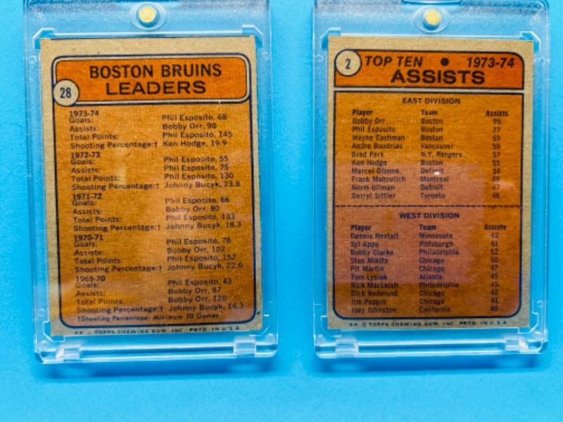 Photo 2 of 686559…1973 vintage hockey cards in hard plastic cases featuring Bobby Orr