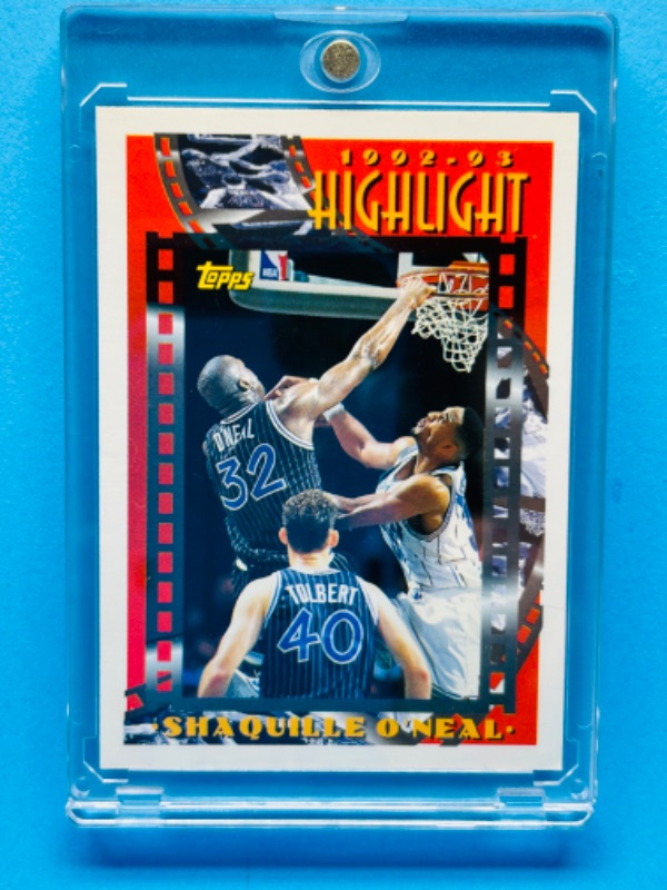 Photo 1 of 686580…topps Shaquille O’Neal highlights card 3 in hard plastic case