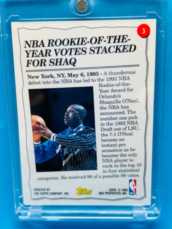 Photo 2 of 686580…topps Shaquille O’Neal highlights card 3 in hard plastic case