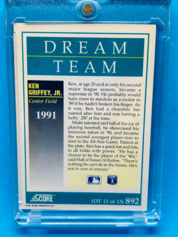 Photo 2 of 686592…score Jen Griffey Jr. dream team card 892 in hard plastic case 