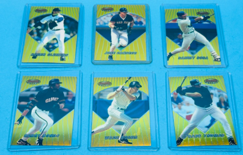 Photo 2 of 686594…6 Bowman’s Best gold refractor baseball cards in hard plastic sleeves