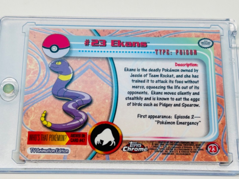 Photo 2 of 686600…topps Chrome Pokémon #23 Ekans card 23 in hard plastic case 