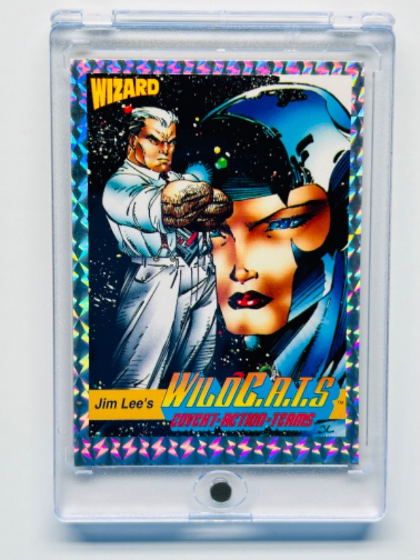 Photo 1 of 686601…wizard Jim Lee’s Wildcats card 7 in hard plastic case 