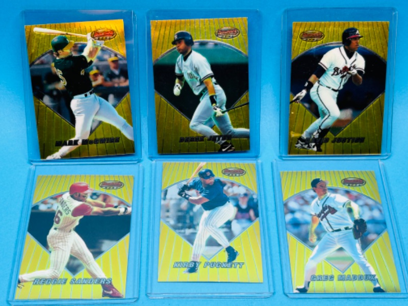 Photo 1 of 686604…6 Bowman’s Best gold refractor baseball cards in hard plastic sleeves 