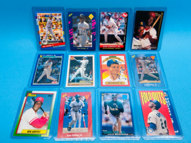 Photo 1 of 686610… 12 Ken Griffey Jr. cards in hard plastic sleeves 