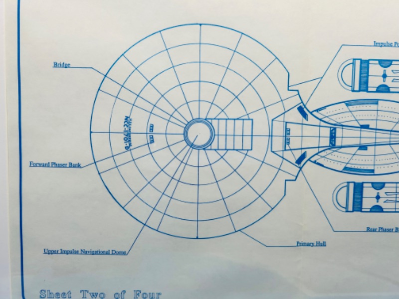 Photo 2 of 686611…USS Enterprise NCC-1701 D Centurian series Battlecruiser blueprint  12 x 19�” 