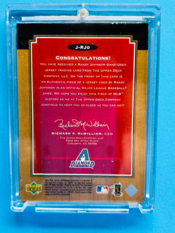 Photo 2 of 686613… Randy Johnson jersey card J-RJO in hard plastic case 