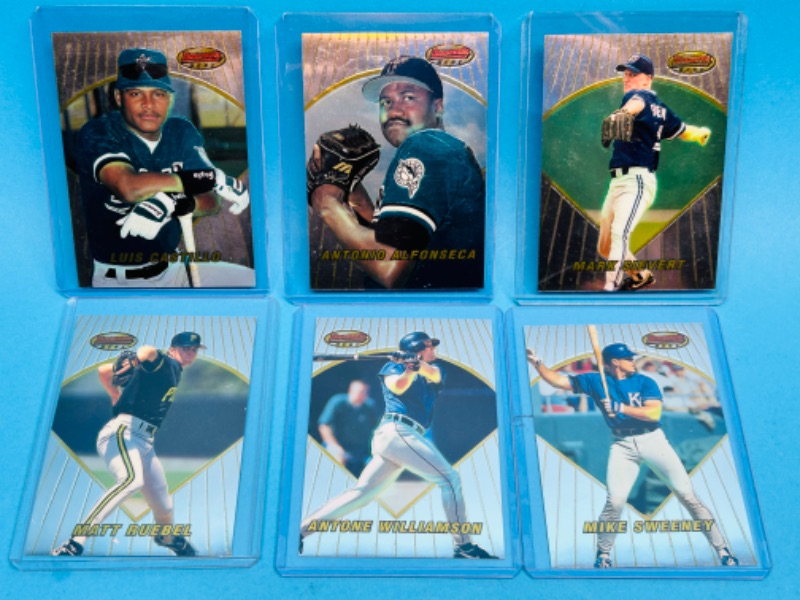 Photo 1 of 686619…6 Bowman’s Best silver refractor baseball cards in hard plastic cases 