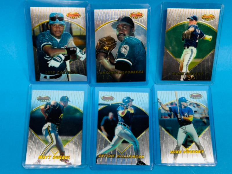 Photo 2 of 686619…6 Bowman’s Best silver refractor baseball cards in hard plastic cases 