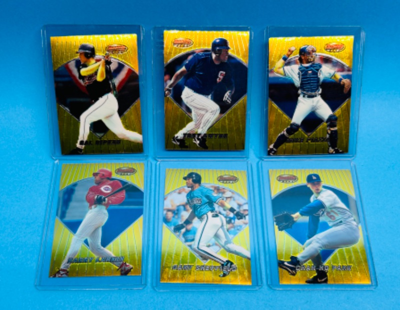 Photo 1 of 686620…6 Bowman’s Best gold refractor baseball cards in hard plastic sleeves 