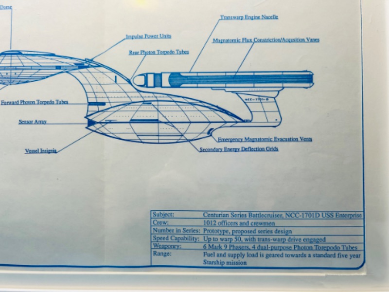 Photo 3 of 686628… USS Enterprise NCC-1701 D Centurian series Battlecruiser blueprint 