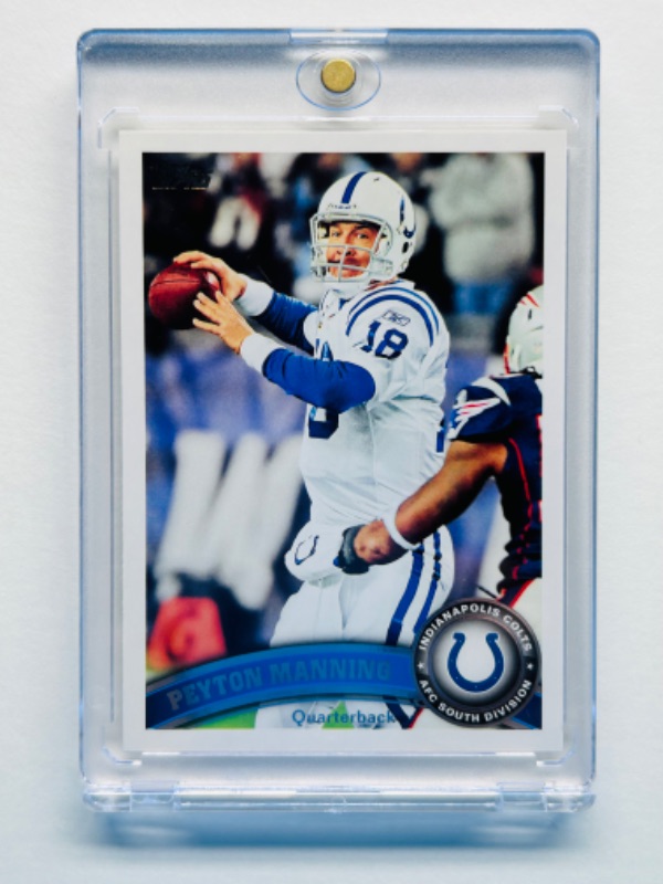 Photo 1 of 686630…topps Peyton Manning card 300 in hard plastic case