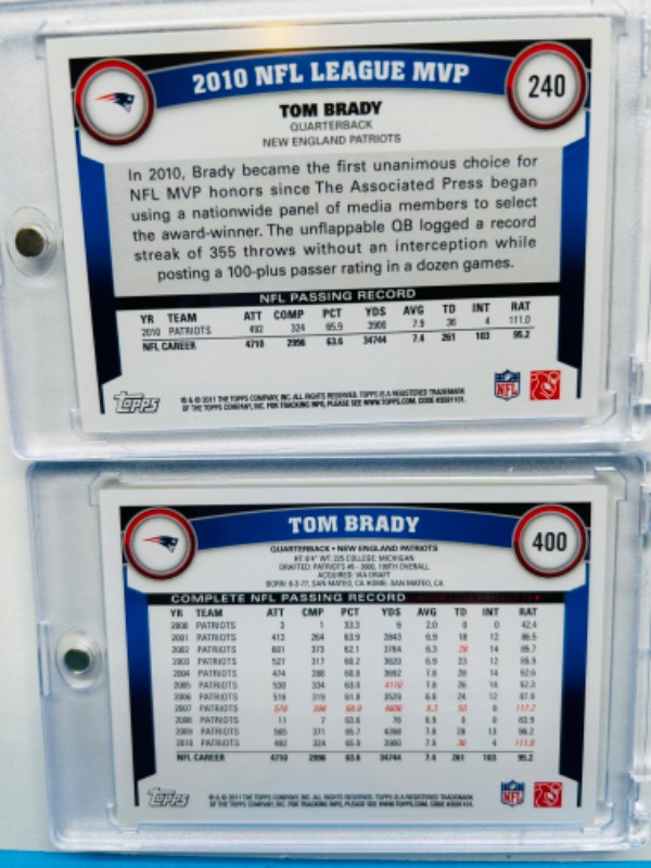 Photo 2 of 686632…2 Tom Brady cards in hard plastic cases 