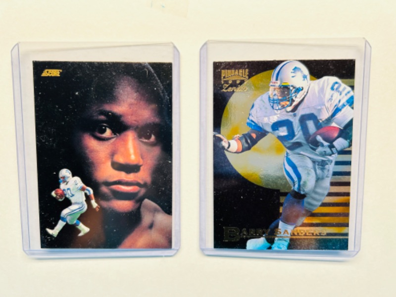 Photo 1 of 686635…2 Barry Sanders cards  in hard plastic sleeves 