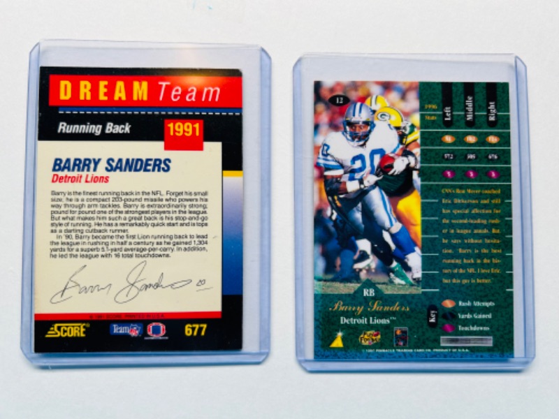 Photo 2 of 686635…2 Barry Sanders cards  in hard plastic sleeves 