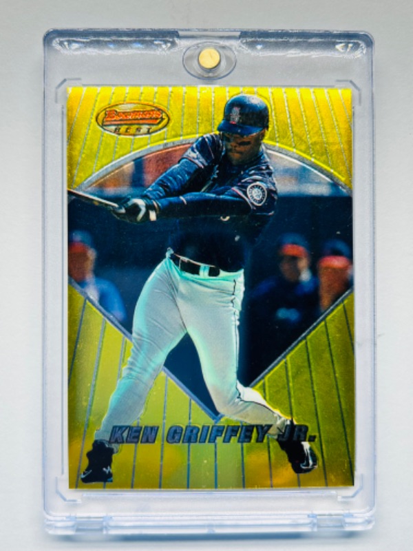 Photo 1 of 686639…bowman’s best gold refractor Ken Griffey Jr. card 71  in hard plastic case