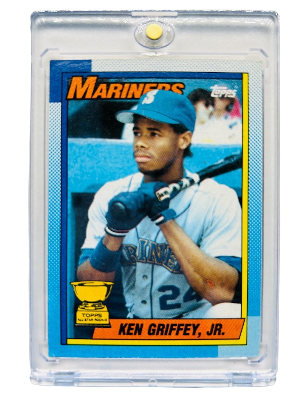 Photo 1 of 686642…Topps bloody scar Rookie Ken Griffey jr. Card 336  in hard plastic case