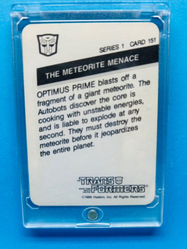 Photo 2 of 686657…1985 transformers series 1 card 151 in hard plastic case 