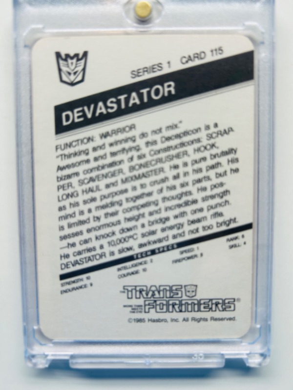 Photo 2 of 686658…  1985 transformers series 1 card 115 in hard plastic case 