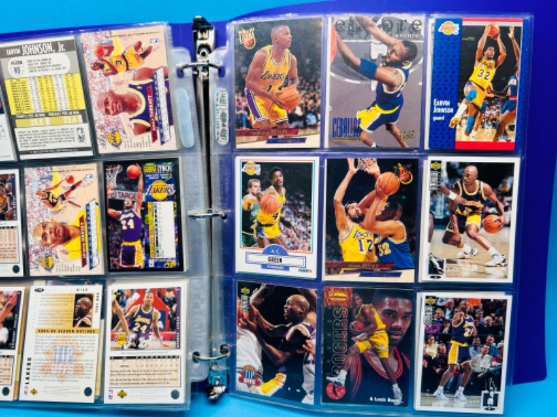 Photo 8 of 686669…90 mixed Lakers basketball team cards in binder 