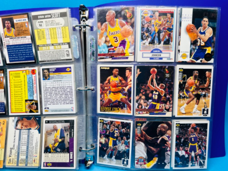 Photo 2 of 686669…90 mixed Lakers basketball team cards in binder 