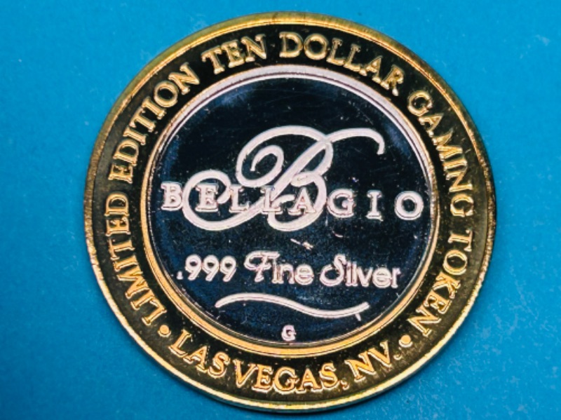 Photo 1 of 686673… .999 fine silver Bellagio $10 gaming token limited edition 