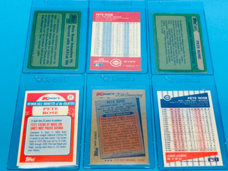 Photo 2 of 686678… 6 collectible Pete Rose trading cards in hard plastic sleeves 