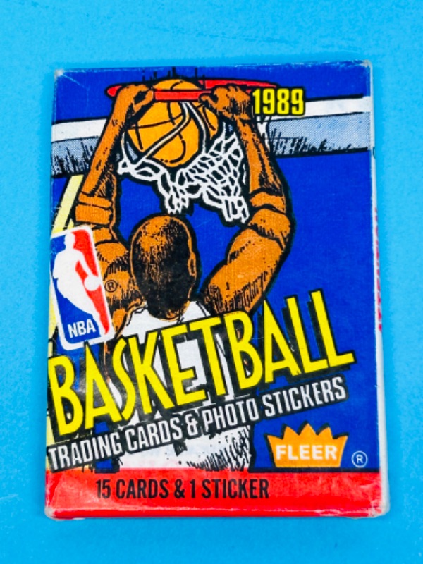 Photo 4 of 686686…sealed Fleer 1989 basketball wax pack - possible Michael Jordan- in case