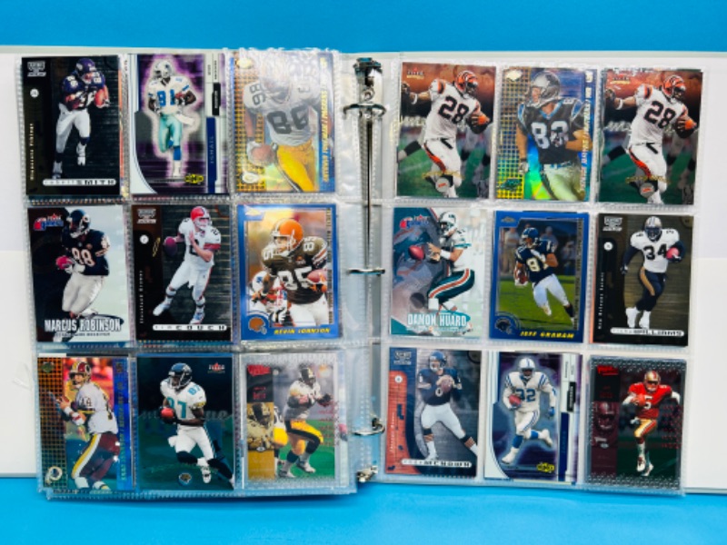 Photo 2 of 686691…270 mixed football refractor, chrome, holo and foil cards in binder