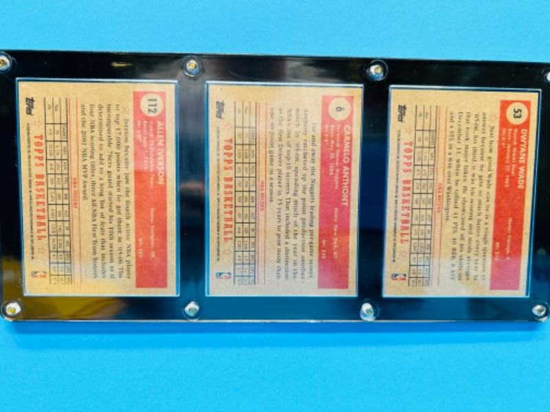 Photo 2 of 686707…3 Topps 1952 Style basketball cards in display case