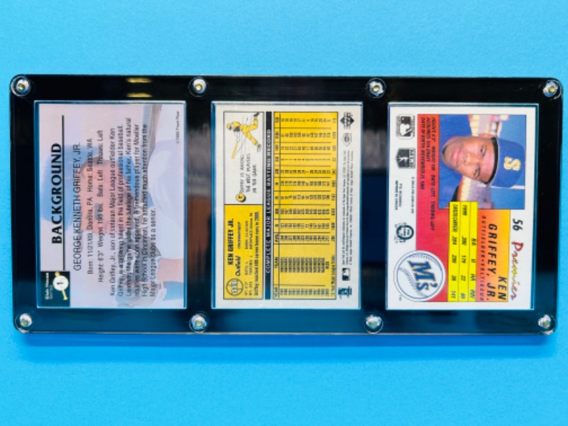 Photo 2 of 686709…3 Ken Griffey Jr. cards in display case 