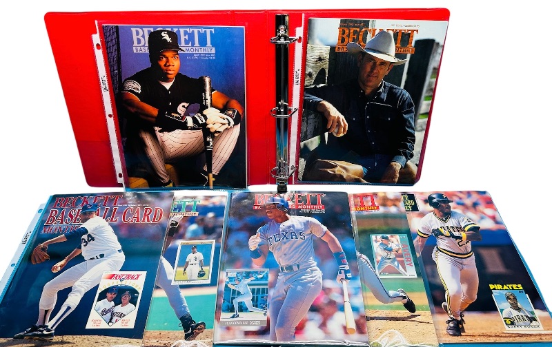 Photo 1 of 686726…7 Beckett baseball magazines in sleeves 1989-1992 in binder