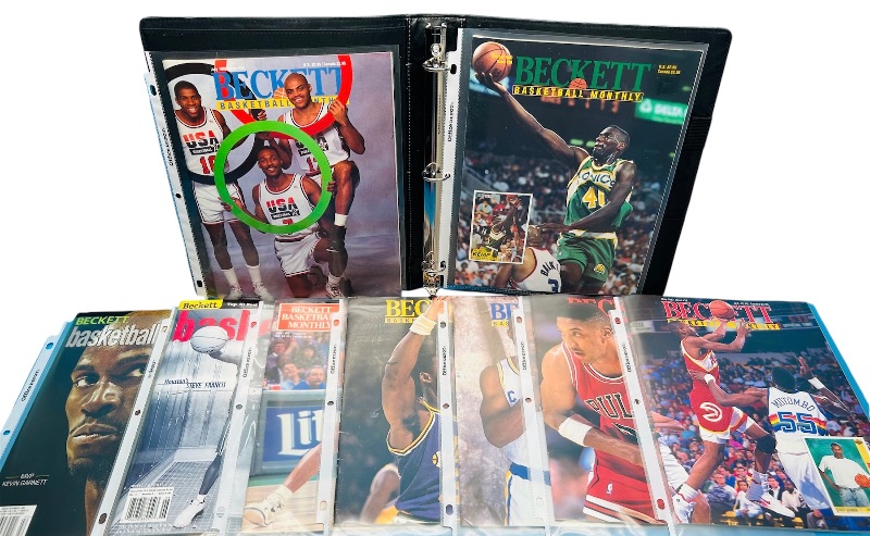 Photo 1 of 686728…9 Beckett basketball magazines in sleeves 1992-2004 in binder