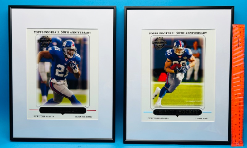 Photo 1 of 686731…2 framed jumbo New York Giants football cards