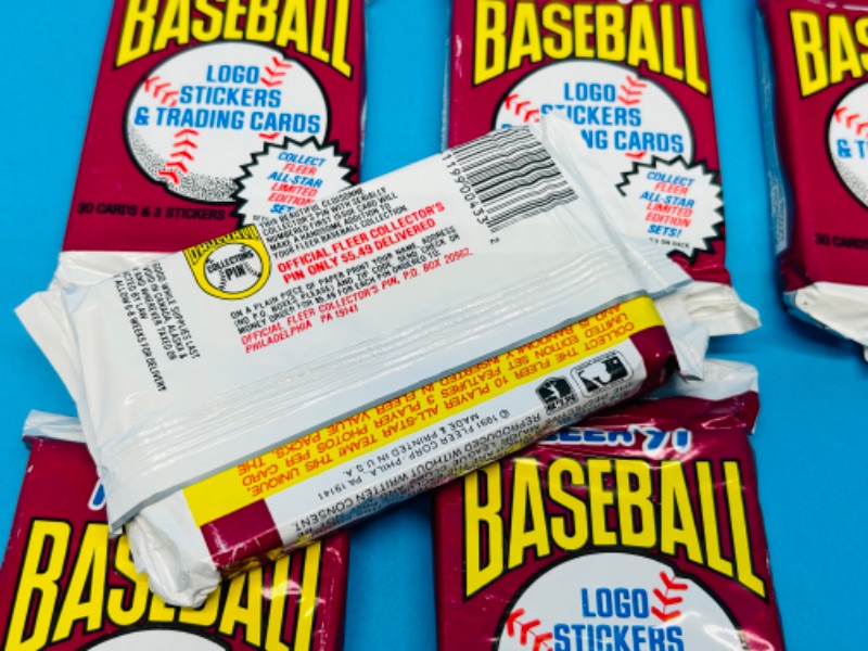 Photo 2 of 686737…8 sealed Fleer baseball card packs 30 cards and 3 stickers in each