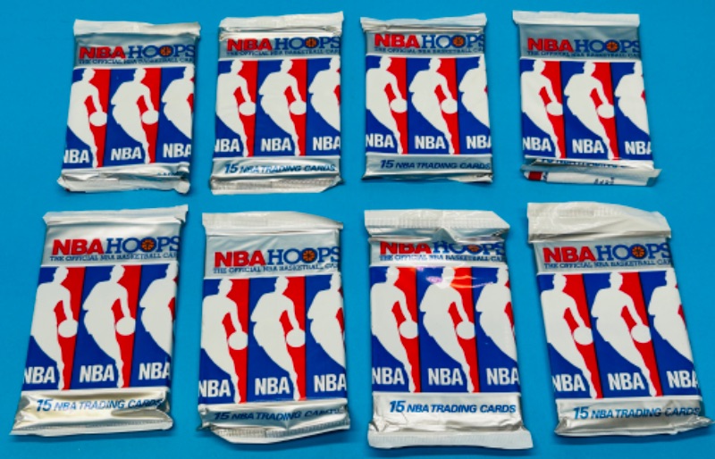 Photo 1 of 686739…8 sealed NBA Hoops basketball card packs 15 cards in each