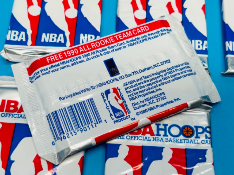 Photo 2 of 686739…8 sealed NBA Hoops basketball card packs 15 cards in each