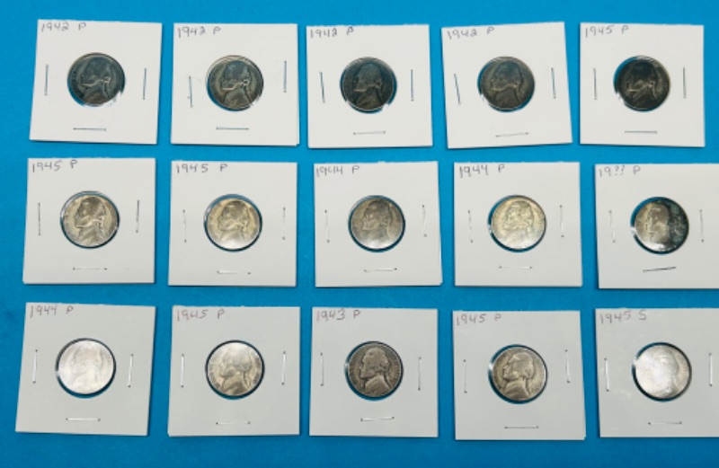 Photo 4 of 686749…15 circulated US nickels 1942-1945 dates -35% silver