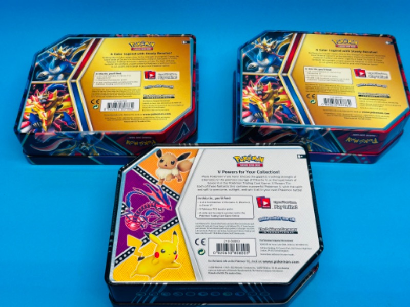 Photo 2 of 686779… 3 empty Pokémon card tins-EMPTY 