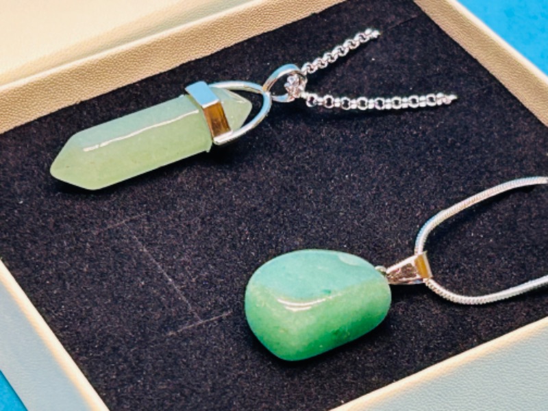 Photo 1 of 686801… 2 rock pendants on 20” chains in gift box 