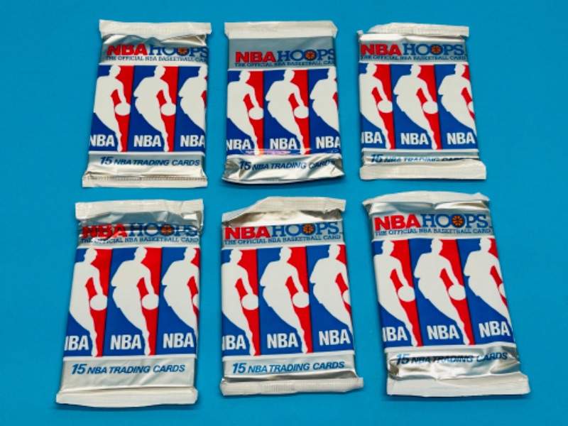 Photo 1 of 686816… final sale no returns/refunds -6 sealed NBA Hoops card packs 1990