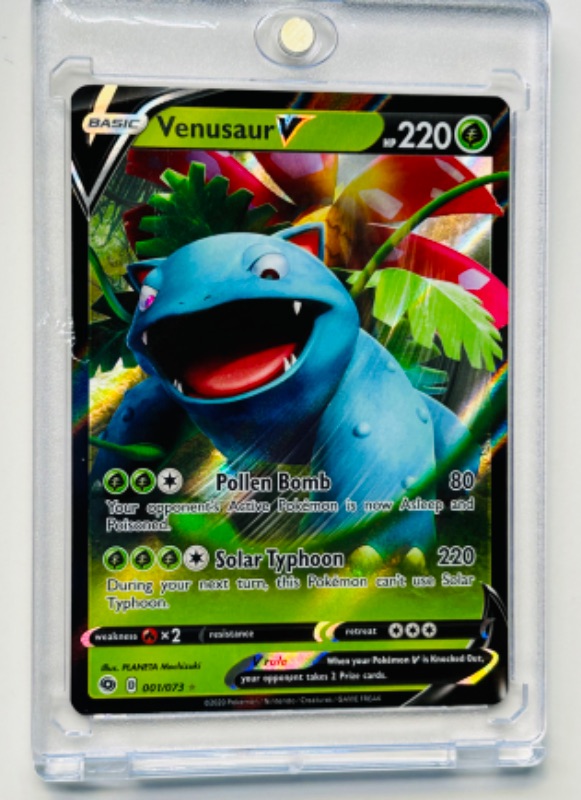 Photo 3 of 686821…Pokémon holo Venusaur V card 001/073  in hard plastic case