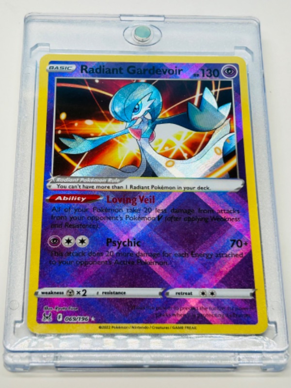 Photo 3 of 686823…Pokémon holo Radiant Gardeboir card 069/196  in hard plastic case