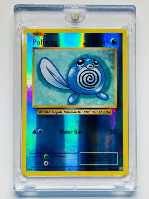 Photo 3 of 686824…Pokémon holo foil Poliwag card 23/108  in hard plastic case