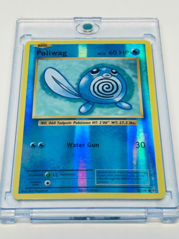 Photo 1 of 686824…Pokémon holo foil Poliwag card 23/108  in hard plastic case