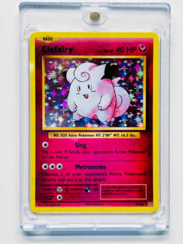 Photo 1 of 686825…Pokémon holo Clefairy card 63/108  in hard plastic case